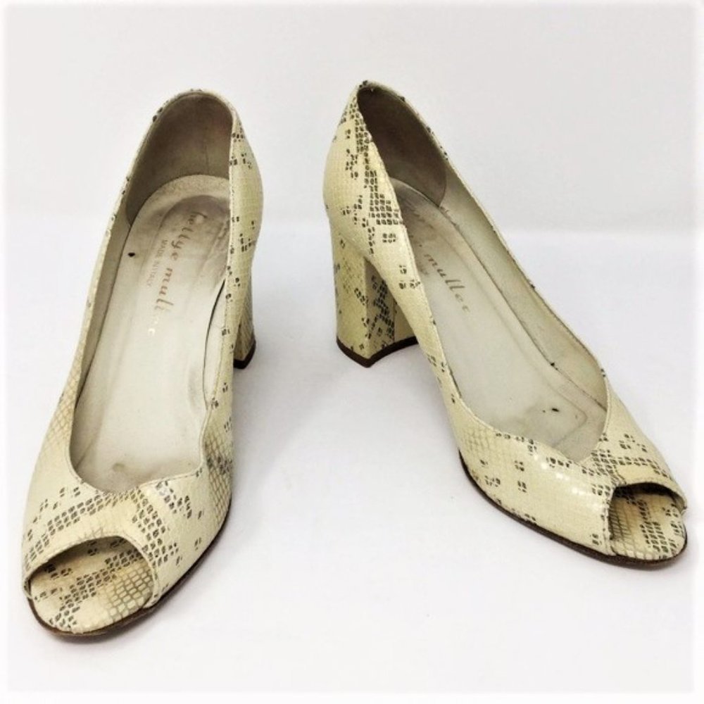 Bettye Muller Cream Snakeskin Heels 39/39.5